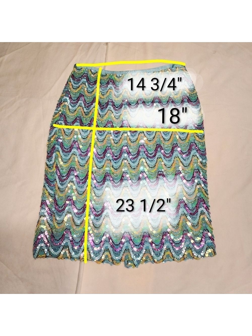 Cynthia Steffe Blue Pink Sequin Pencil Skirt Size 10 - Picture 10 of 10